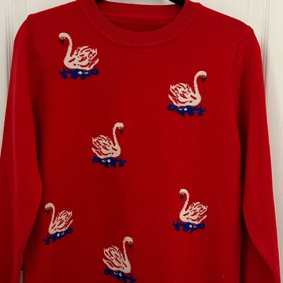 Red Swan Tunic Sweater, Sz M - Picture 2 of 6